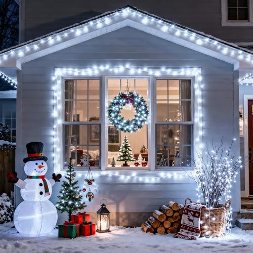 Connectable 8 Modes 100 LED White Christmas Lights Clear Wire (33 Foot)