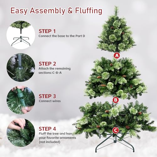 6ft Pre Lit Carolina Pine Christmas Tree
