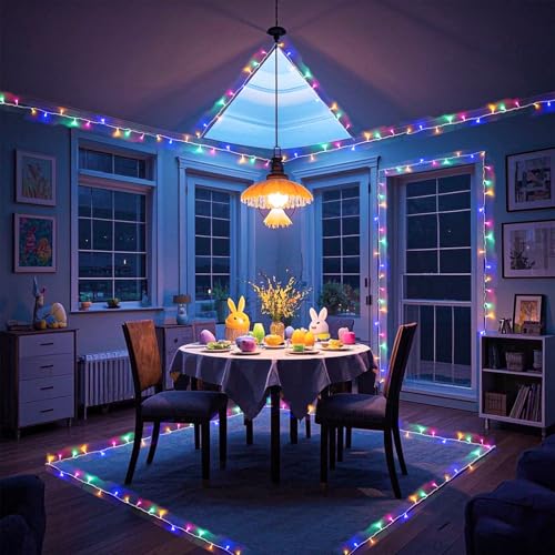 Christmas Lights Outdoor Waterproof Colorful String Lights Indoor 8 Modes Clear Wire 66ft 200 LED
