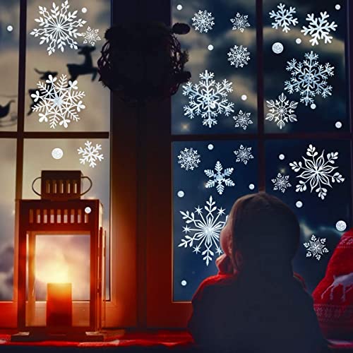 318 Pcs Christmas Snowflakes Clings Decoration Set (12 Count)