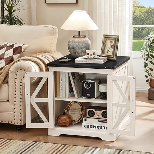 24'' End Table with Charger for Living Room