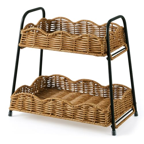 2 Tier Stackable Cabinet Organizer Shelves for Kitchen Counter