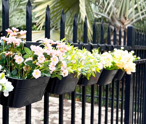 10" Metal Hanging Planter for Railing with Detachable Hooks (6 Count)
