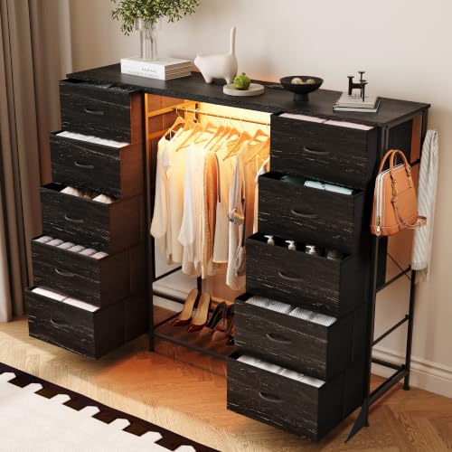 55"W Dresser with Hanging Rack