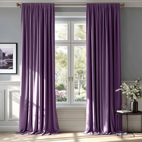 Purple Blackout Velvet Curtains Drapes 96 Inch Long 52"x96" Bedroom (2 Count)