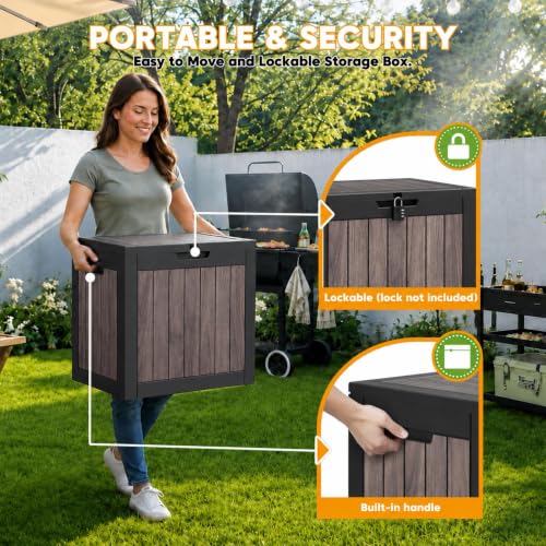 35 Gallon Outdoor Storage Box Waterproof Deck Box for Patio