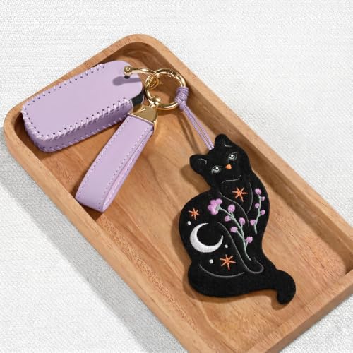 Mystic Black Cat Halloween Card with Removable Felt Keepsake