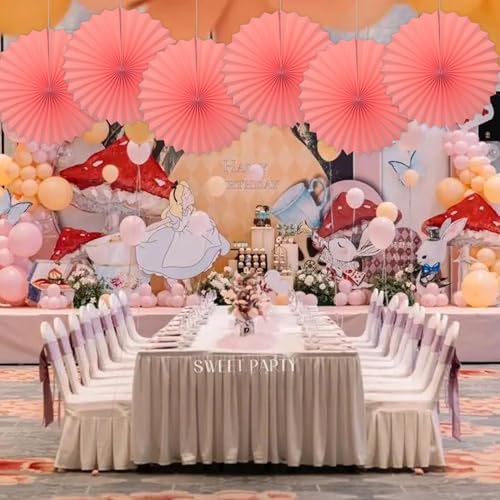 Pink Party Decorations Pink Hanging Paper Round Fans Bulk 16inch DIY