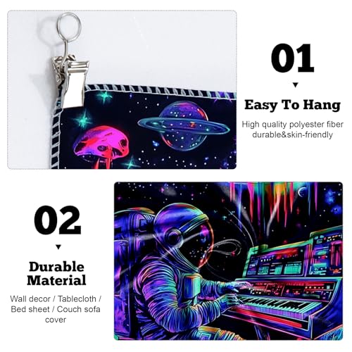 Astronaut Space Blacklight Tapestry 59"x51"