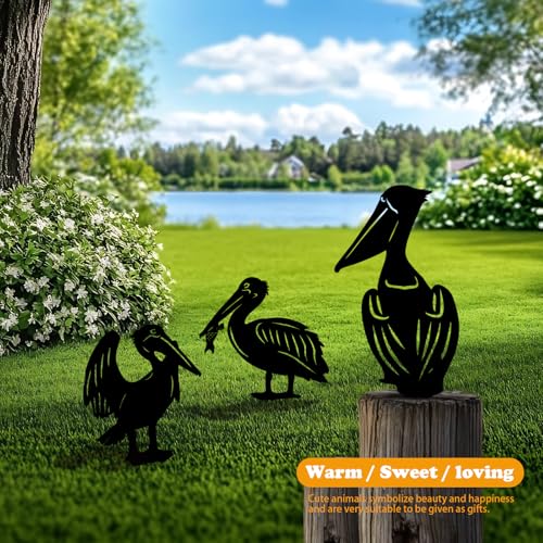 3 Pack Pelican Metal Garden Decorative Stakes (3 Count)