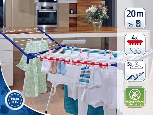 Pegasus 200 Solid Standing Clothes Airer with Accessories