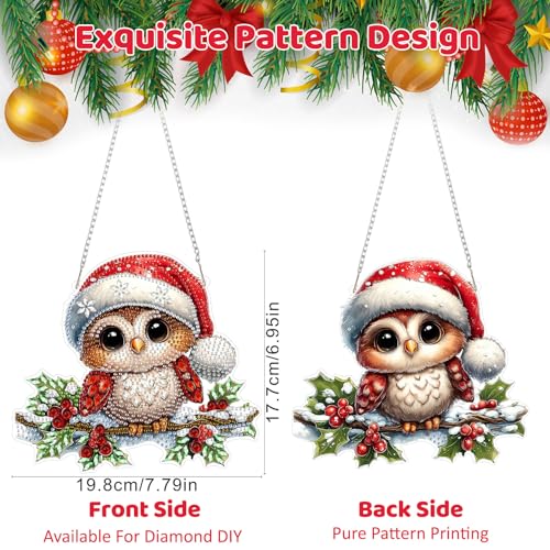 Christmas Owl Diamond Art Hanging Kits for Adult