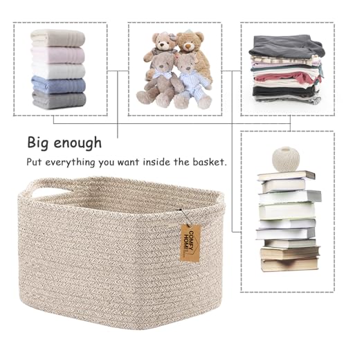 Cotton Rope Woven Basket with Handles for Shelves