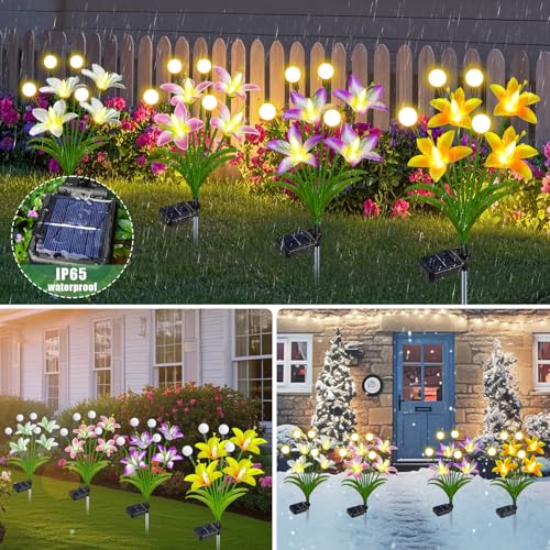 4 Pack Lily Flower Solar Garden Lights (2 Count)