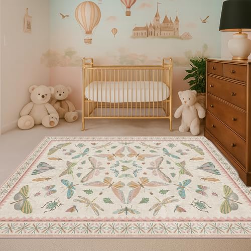3x5 Flower Area Rug for Girls Bedroom (15 Sq Ft)