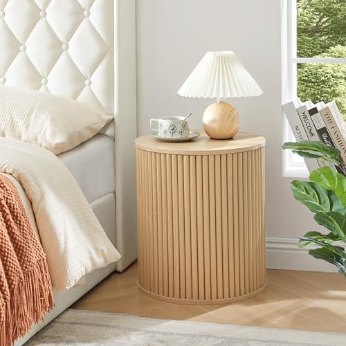 Small Round Side Table Fluted Night Stand Set of 2 (2 Count)