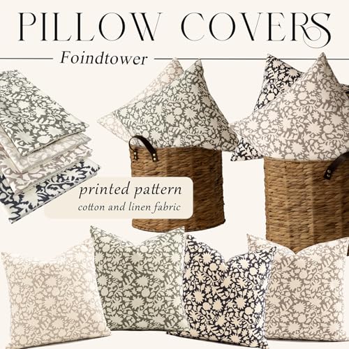 Set of 2 Decorative Neutral Floral Throw Pillow Covers Accent Farmhouse Cushion Covers Boho Vintage Pillowcase for Couch Sofa Bedroom Living Room Home Decor (2 Count)