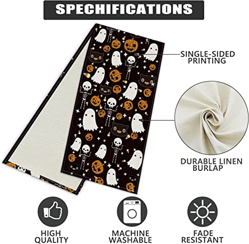 Halloween Table Runner Black Cat Pumpkins Seasonal Kitchen Dining Table Home Outdoor Party Decorations