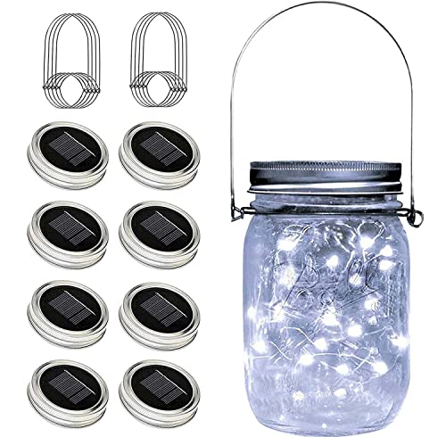 Solar Mason Jar Lid Light 8 Pack Cold White Waterproof Outdoor Decor