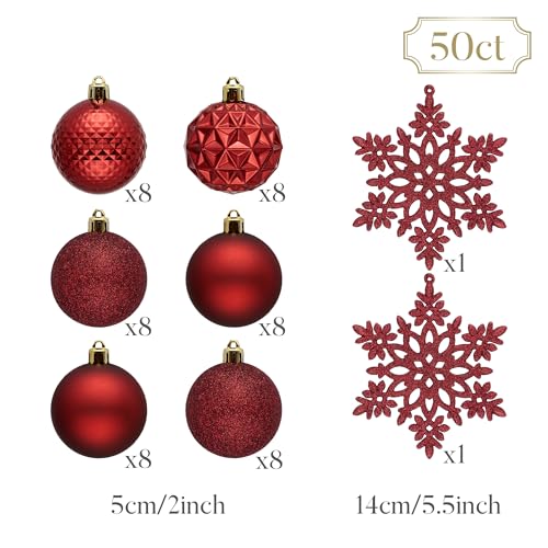 50ct Christmas Tree Decorations Ball Ornaments 2 Inches (50 Count)