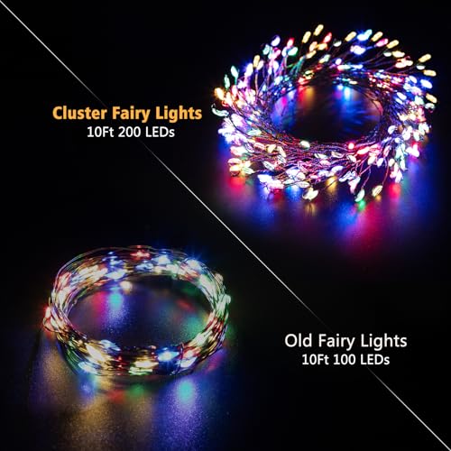 Dual Color 10Ft 200 LED Fairy Lights Battery Operated with Remote Timer (200 Count)