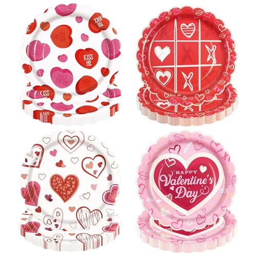 48PCS Happy Valentine's Day 7inch Paper Plates (48 Count)