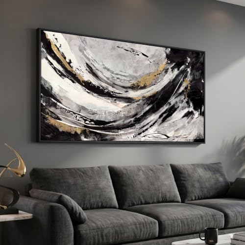 Extra Large Framed Black and White Abstract Wall Art for Living Room