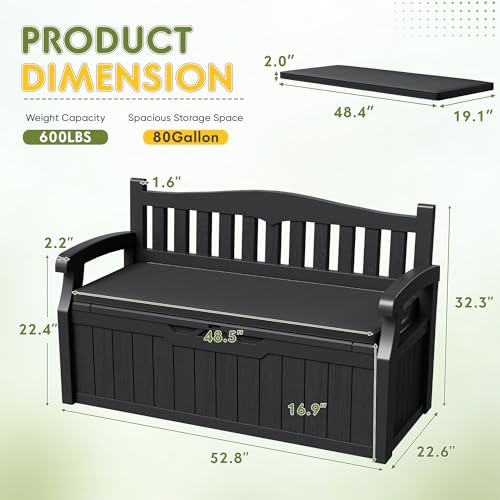 80 Gallon Outdoor Storage Bench Deck Box