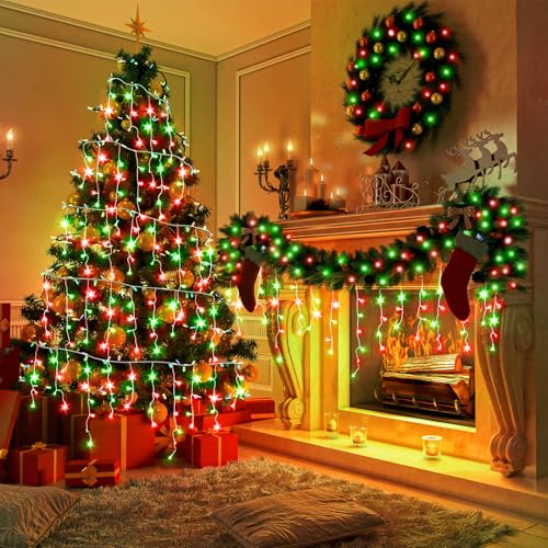Red and Green Christmas Lights Outdoor Icicle Lights for Outside 66ft 640L