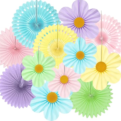 12 Pcs Pastel Paper Fans