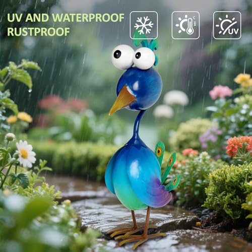 Peacock Decor Metal Yard Art Outdoor Statues Lawn Decorations Outside Garden Peacocks Decoration for Home