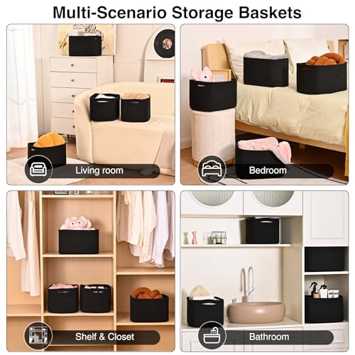 Black Storage Baskets for Shelves (4 Count)
