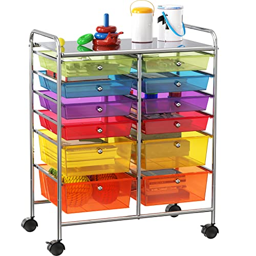12 Drawers Rolling Utility Cart Organizer