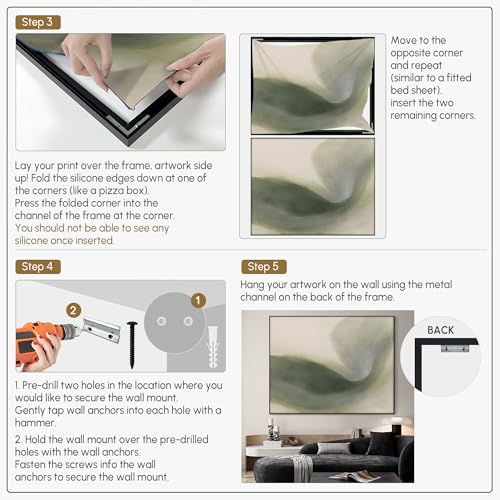 60"x72" Extra Large Framed Wall Art Abstract Green Swirl Soft Fluid Modern Illustration for Home Living Room Bedroom Decor