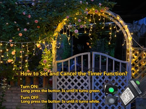 Warm White Icicle Lights for Outside (33 Foot)
