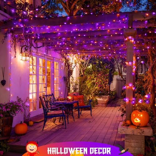 2 Pack Solar Halloween Lights Orange and Purple (66 Foot)