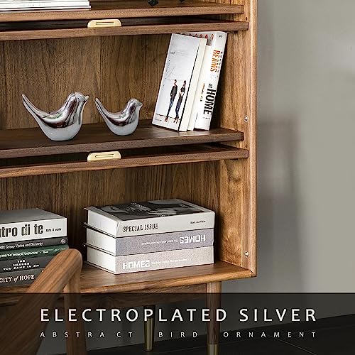 Silver Birds Statues Home Decor Modern Style Decorative Ornaments for Silver Table Decor Living Room (2 Count)