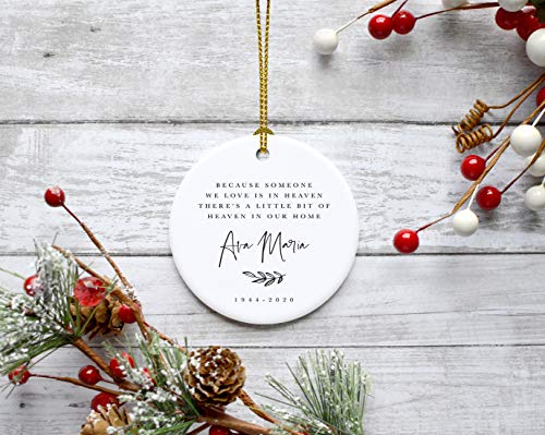 Personalized Round Ceramic Porcelain Christmas Ornament Keepsake Beareavement Memorial Gift