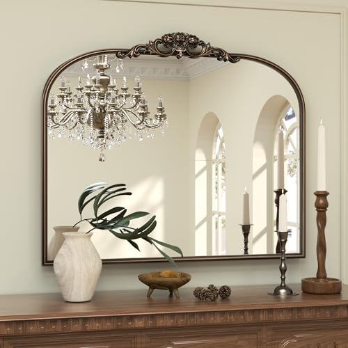 36x30 Bronze Vintage Arched Mirror for Wall