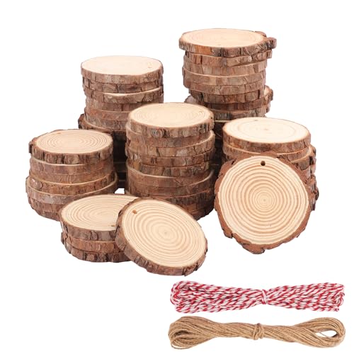 60 PCS 3.2 3.6inch Unfinished Wood Slices (60 Count)