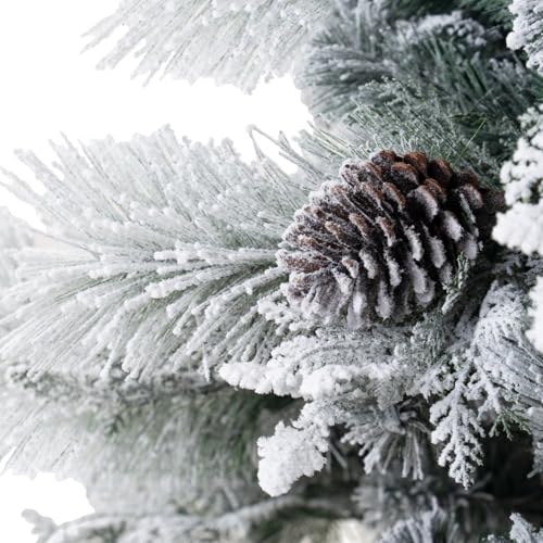 Darla 9ft Snow Flocked Prelit Christmas Tree with Star Projector