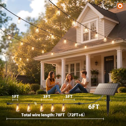 72FT Solar String Lights Outdoor (78 Foot)