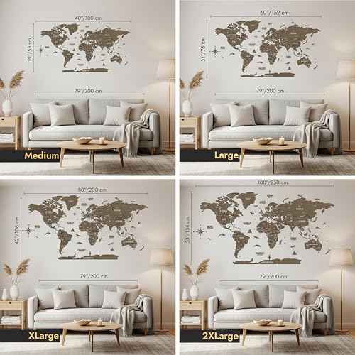 Multilayer 3D Wooden World Map