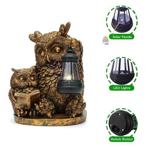 Owl Solar Outdoor Garden Statue Lawn Yard Decor Gifts for Mom
