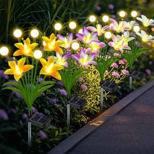 4 Pack Lily Flower Solar Garden Lights (2 Count)
