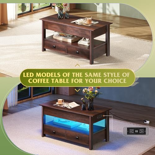 Lift Top Coffee Table with 2 Drawers