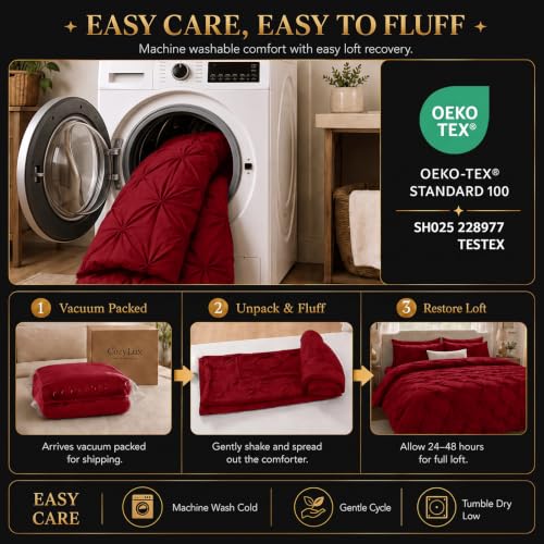 Queen Comforter Set Dark Red