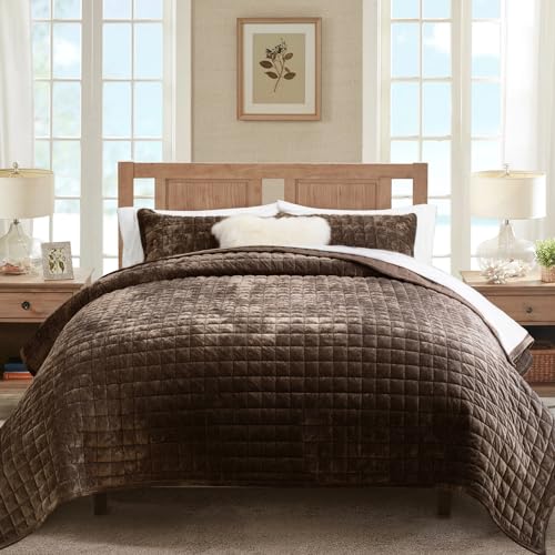 Channel Box Stitch Velvet Quilt Set