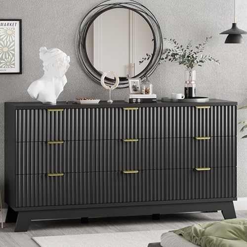 Fluted Dresser for Bedroom with 9 Drawers
