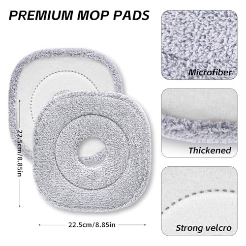9 Inch Square Microfiber Mop Pad Refill Compatible with True & Tidy Mop System and Most 9 Inch Square Spin Mops (6 Count)